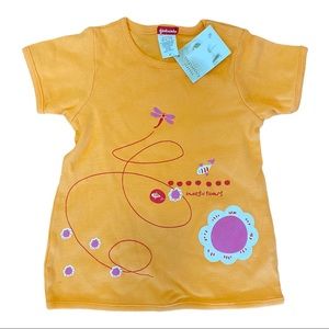 NWT Boutique MINI BAMBA Girls 4T Orange Flower Print SHIRT